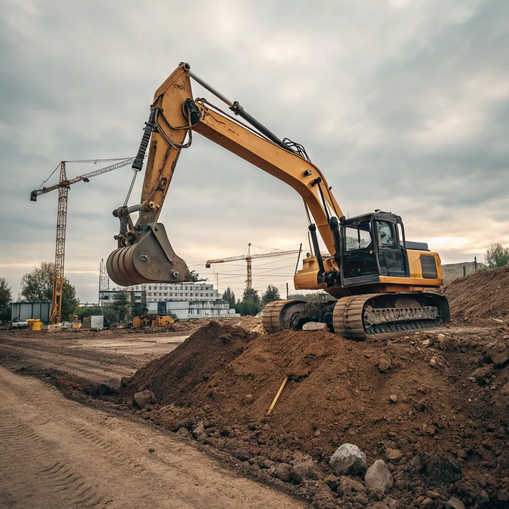 Excavator at construction site